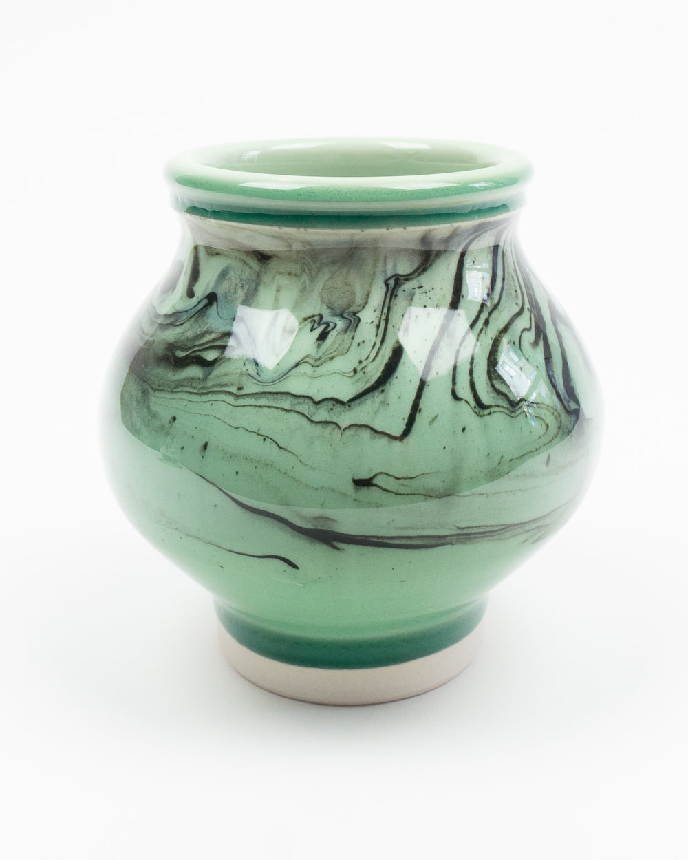 Small Green Marbleware Round Vase