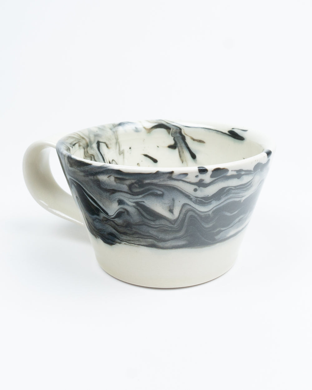 10oz Low Wide B&W Marbleware Mug